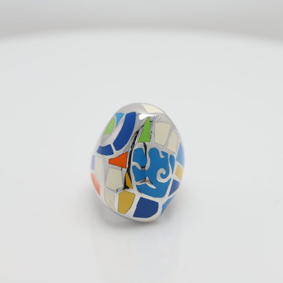 Art Ring Sterling Silver famous artist Enamel Inspired Artistic Ring - Picture 7 of 12